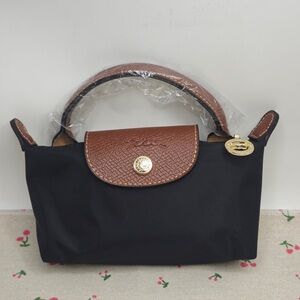 Longchamp Mini Black Bag with Gold Button